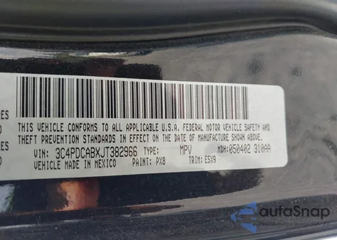 2018 Dodge Journey Se from USA, damaged, VIN 3C4PDCABXJT382966